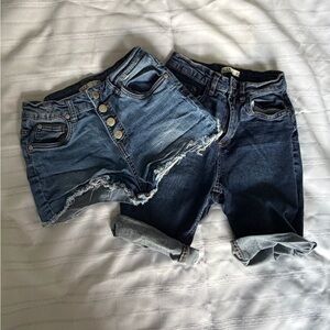 Bundle 2 U2B Urban Basics Dark Wash Denim Shorts Size 3 Button Fly Bermuda